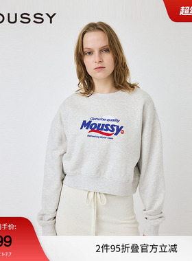 MOUSSY 春季休闲风短款LOGO刺绣套头卫衣女010ISQ90-3391