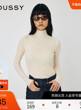 moussy 春季简约基础款多色高领修身针织衫010HAS80-9341