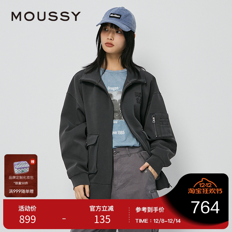 moussy 秋季新品美式复古学院风宽松大口袋外套028HAZ80-2151