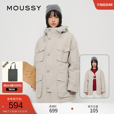 moussy 春季工装风中性猎装夹克外套棉服女028HAA30-2141