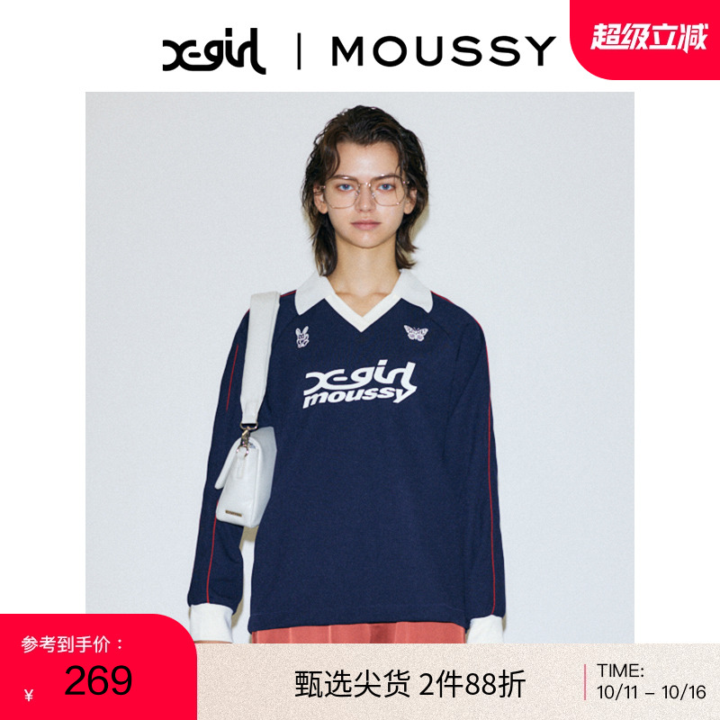 moussy美式校园风针织衫