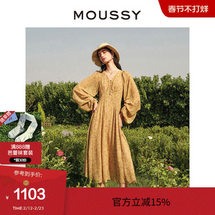 moussy 夏季新款南法度假风碎花气质浪漫连衣裙028ISX33-3711