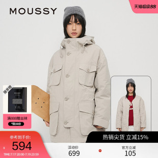 moussy 春季工装风中性猎装夹克外套棉服女028HAA30-2141