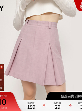 SLY 秋季新品高腰A字甜美短款百褶裙半身裙女030GSZ31-0680