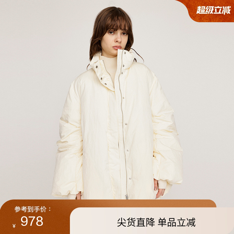 SLY 冬季新品通勤简约风立领纯色宽松羽绒服女038HAM30-0171