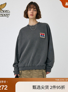 moussy x HONDA春季美式LOGO贴布圆领卫衣010HAL01-7361