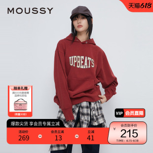 moussy 春季美式街头大LOGO印花连帽卫衣女028HAA90-2841