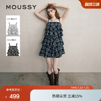 【明星同款】MOUSSY 夏季文艺层次感短款吊带连衣裙028ISZ30-3041