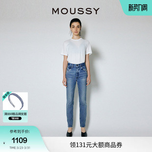 2700 女010GAA12 MOUSSY 复古休闲风水洗磨损设计铅笔牛仔裤