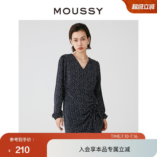 MOUSSY优雅淑女波点茶歇裙连衣裙