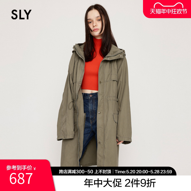 SLY春季新品中性风工装抽绳收腰连帽大衣外套030GAY30-0980-封面