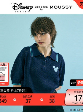 MOUSSY 夏季迪士尼联名刺绣POLO针织上衣女010HSL70-0100
