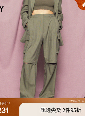 SLY 冬季松垮立体口袋拉链辣妹工装裤女030GSZ31-0690