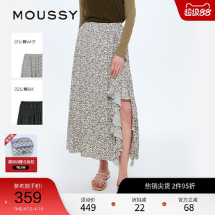 MOUSSY 夏季碎花牙签褶不对称荷叶边半身裙028ISZ31-0701