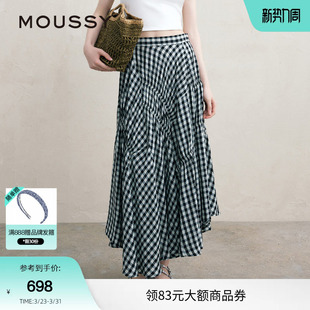 3021 文艺感不规则格纹半身裙女028ISA30 MOUSSY 夏季
