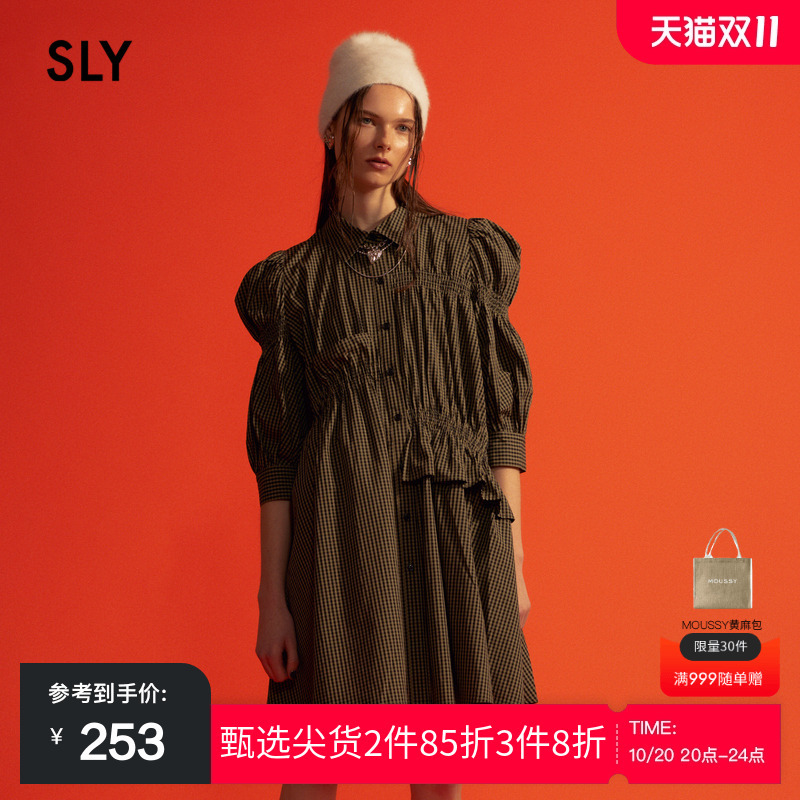 sly甜美日系不对称衬衫连衣裙
