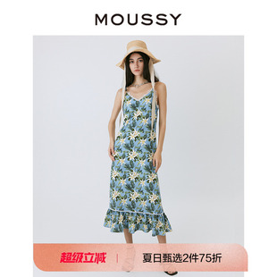 MOUSSY 0220 2023夏季 原创花卉海边度假风吊带连衣裙028GS430