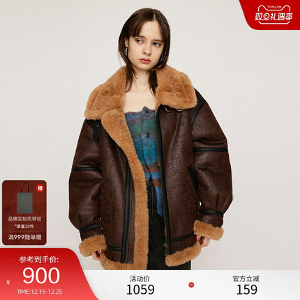 SLY 24冬季新品机车风大翻领夹克外套030HAY30-1411