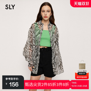 春夏新品 女030GSR30 灯笼袖 衬衫 3430 遮阳斑马纹宽松长袖 SLY