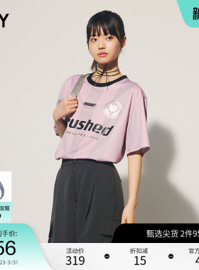 SLY 夏季撞色运动休闲风字母印花短袖T恤女030HSZ90-0851