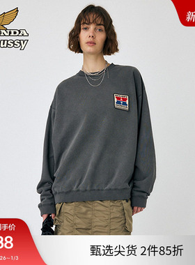 moussy x HONDA冬季新品美式LOGO贴布圆领卫衣010HAL01-7361