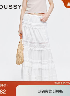 moussy 早春清新优雅镂空拼接半身长裙女028ISA31-1002