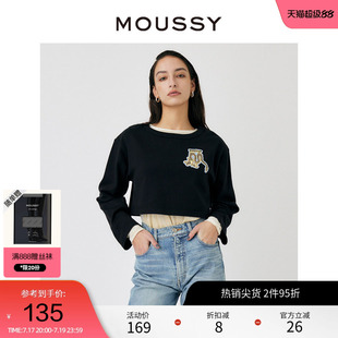 MOUSSY 龙年限定创意刺绣正反两穿短款卫衣028HS990-0161