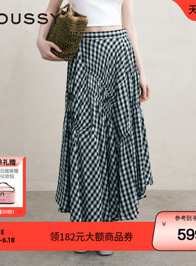 MOUSSY 夏季文艺感不规则格纹半身裙女028ISA30-3021