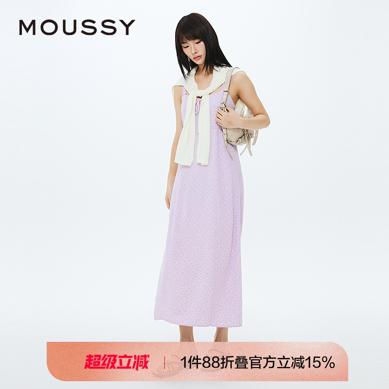 MOUSSY 春季甜美俏皮森系度假风碎花吊带连衣裙女028HS7