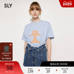 SLY夏季字母印花休闲中性风圆领短袖T恤女030GSY90-5500