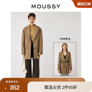 MOUSSY 知识分子穿搭复古格纹多穿法通勤西装外套女010GAS30-5440
