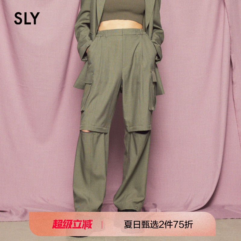 sly松垮立体口袋拉链工装裤
