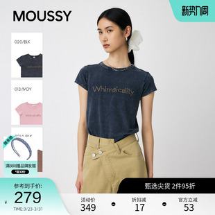 T恤女010IA290 moussy 短袖 休闲风正肩圆领修身 7621 春季