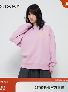 moussy 春季复古印花圆领宽松套头中性卫衣028HAA90-2921
