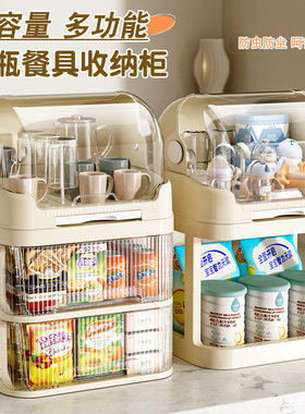宝宝奶瓶收纳盒环保辅食工具箱装婴儿餐具碗筷防尘沥水储物柜架子