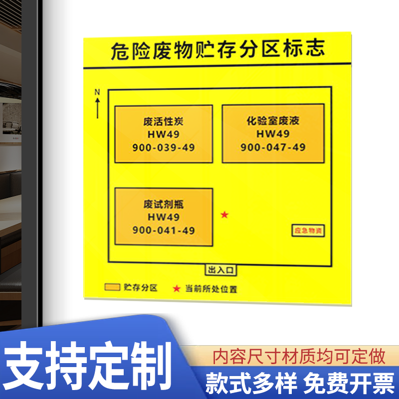 2025危险废物贮存分区标志危废标志牌危险废物标识牌标签警示牌全套环保危废标识牌国标有毒铝板贴标志牌