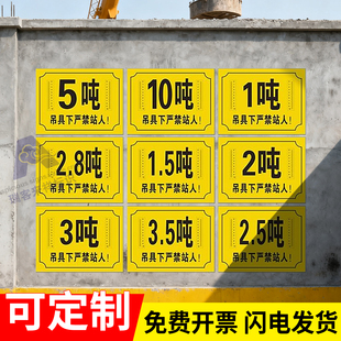 吊车限重2吨3吨标识牌起重机吊具下严禁站人禁止靠近警示牌提示标牌行车标志牌吊装区域禁止站人入内定制