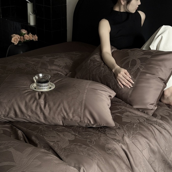 长绒棉四件套全棉纯棉提花被罩高端法式高级感简约腹黑轻奢北欧风