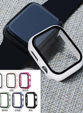 适用 Watch3456代pc钢化膜喷油手感手表壳 iwatch表护套