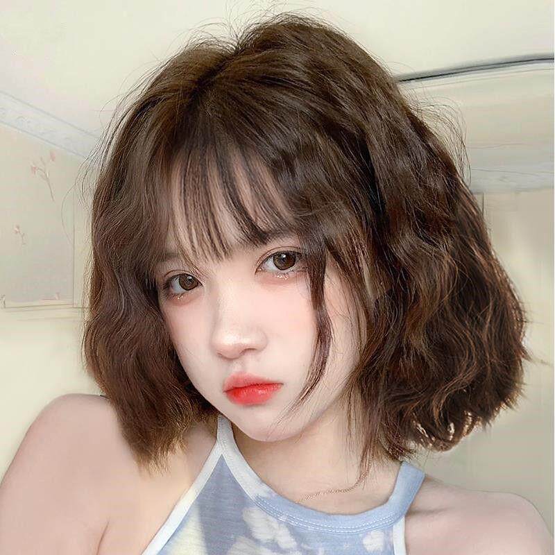 假发女短发短卷发玉米烫头套圆脸自然全头套式网红可爱韩国波礼物