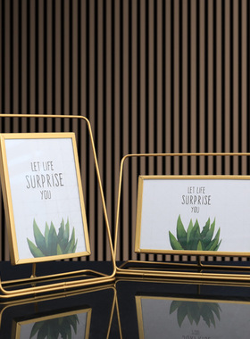 北欧ins简约金属相框金色欧式创意摆台铁艺支架摆件桌面照片摆件