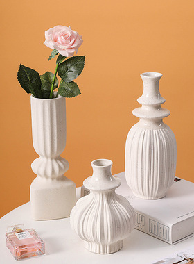 ins陶瓷白色素烧花瓶创意酒店玄关水培花插客厅家居摆件定制