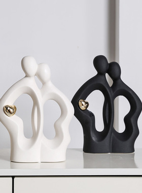 陶瓷创意抽象ins风人物情侣摆件北欧家居客厅玄关电视柜桌面装饰
