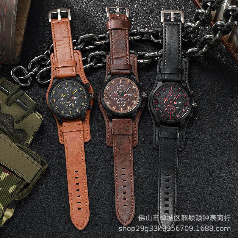 欧美小众手表男潮流韩版个性学生热销男士大表盘日历防水手表