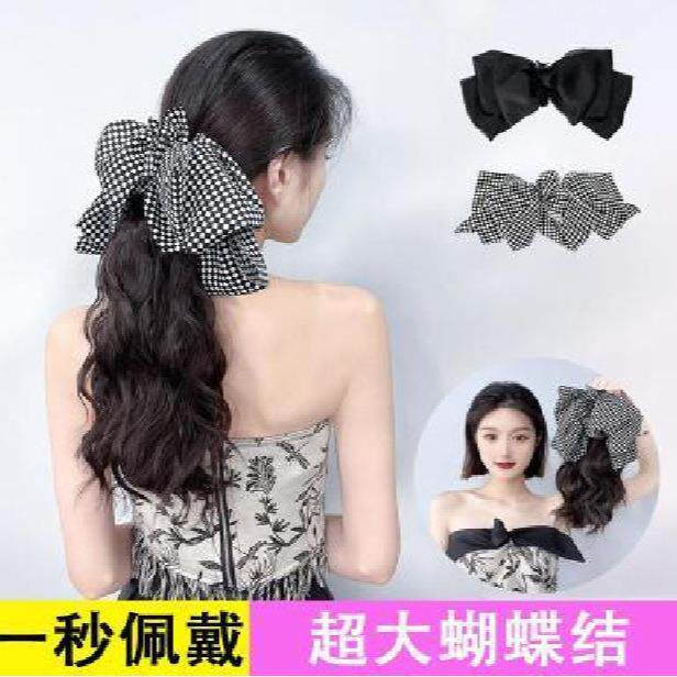 双马尾假发女短款云朵烫抓夹绑带式高马尾化纤蝴蝶结可扎辫子礼物