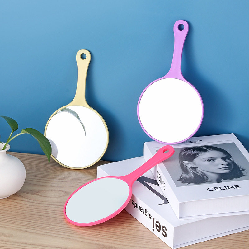 大号圆形手持化妆镜随身便携高清女生补妆镜院专用小镜子定制