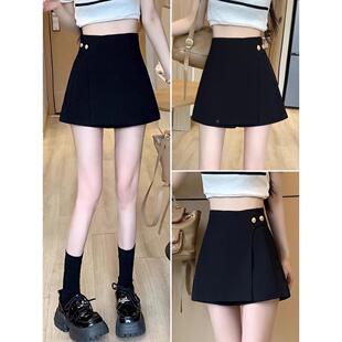 裙裤 黑色不规则半身裙裤 高腰显a字裙设计感时尚 2027新款 女春季