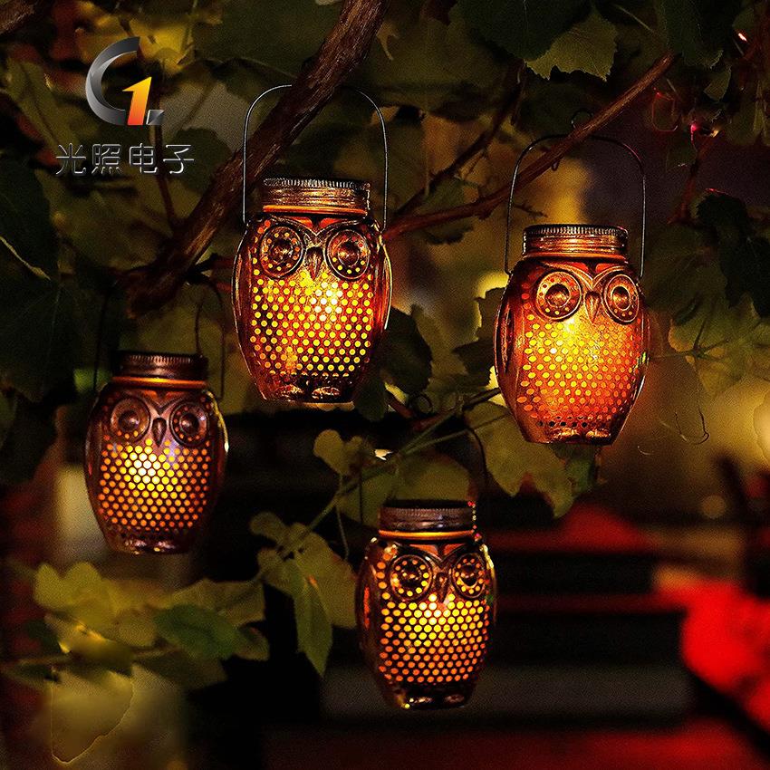 新品户外太阳能灯笼万圣节装饰灯花园庭院草坪灯