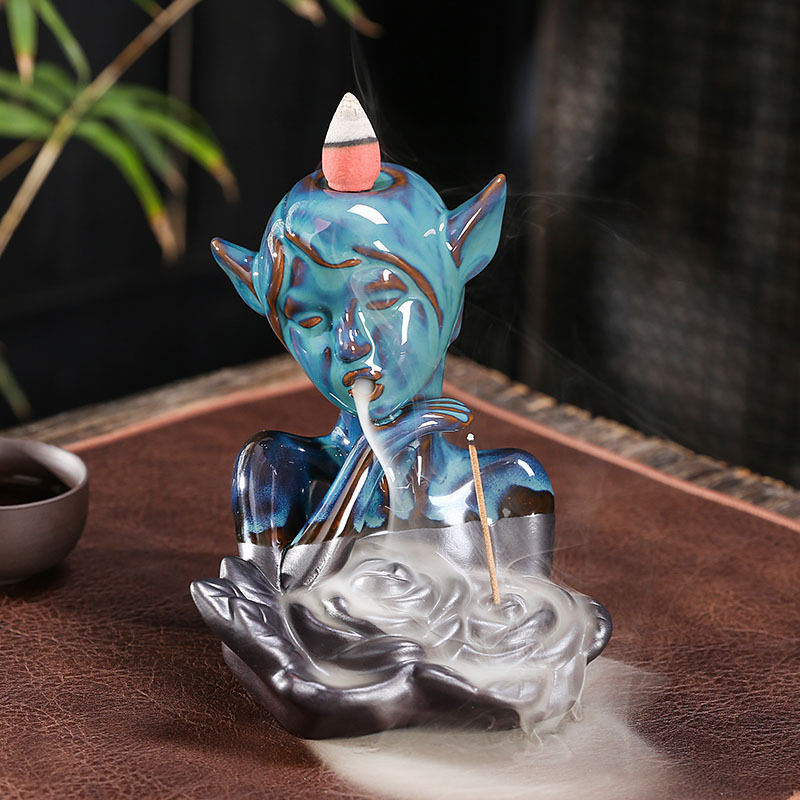 陶瓷倒流香薰炉情人节摆件创意欧美精灵美女檀香倒流香炉