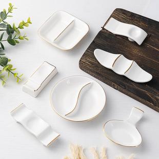 陶瓷筷子架汤匙托餐具筷架勺子托两用筷枕汤勺架刀叉架酒店摆台